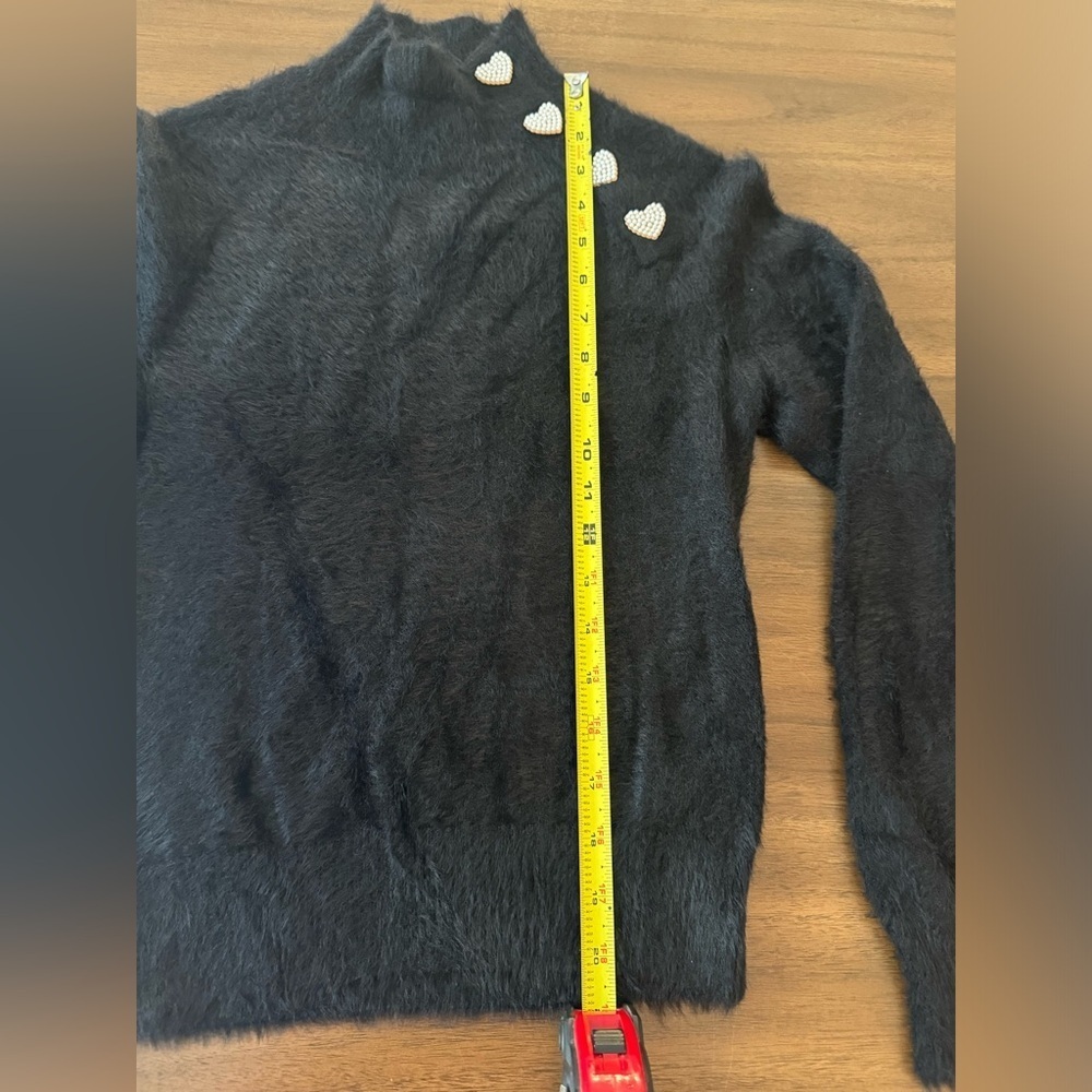 Zara Black Sweater with Heart Accents Medium - Picture 8 of 10
